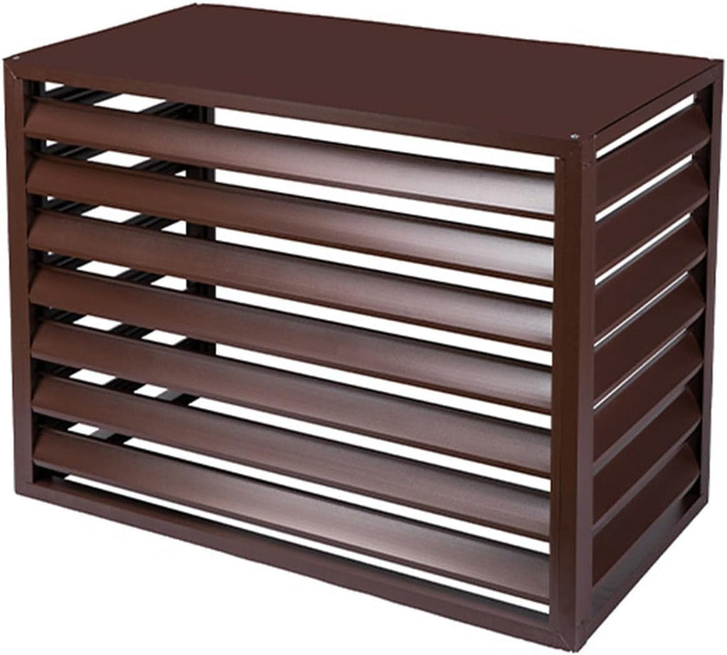 GENERIC Housse De Protection Décorative Pour Climatiseur D'extérieur En Aluminium Résistant Aux Intempéries Marron 100 X 70 X 50 Cm
