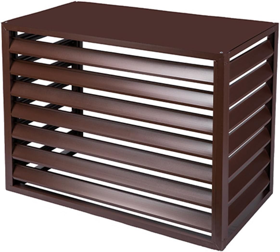 GENERIC Housse De Protection Décorative Pour Climatiseur D'extérieur En Aluminium Résistant Aux Intempéries Marron 100 X 70 X 50 Cm