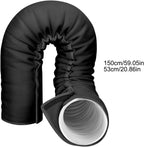  150cm Housse Portable Pour Tuyau De Climatisation Avec 3Sangles,Pour5/5.9in | Fibre De Polyester, Gris, Noir, Avec 3 Sangles à Boucle élastique, Lavable,protège Contre Les Dommages Extérieurs Para Maison