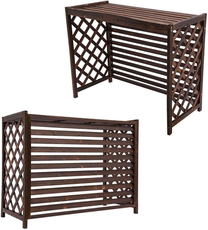 GENERIC Housse De Protection Décorative Imperméable En Bois Pour Climatiseurs Et Pompes à Chaleur (115 X 54 X 95 Cm, Marron, Antirouille Et Résistant à La Corrosion)