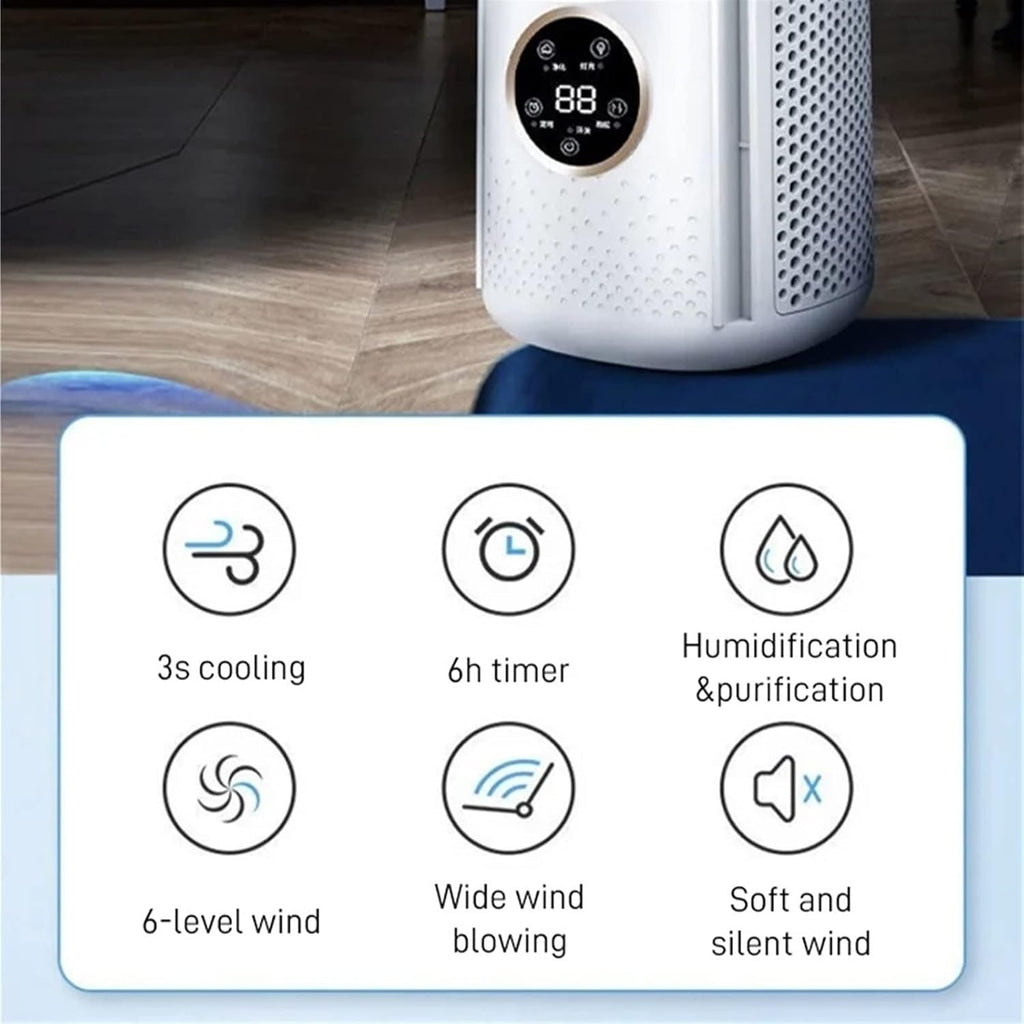  Climatiseur Portable, Rafraîchisseur D'air, Ventilateur électrique Sans Pales, Climatiseur Portable Silencieux Avec Minuterie, Humidificateur Et Purificateur D'air