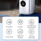  Climatiseur Portable, Rafraîchisseur D'air, Ventilateur électrique Sans Pales, Climatiseur Portable Silencieux Avec Minuterie, Humidificateur Et Purificateur D'air