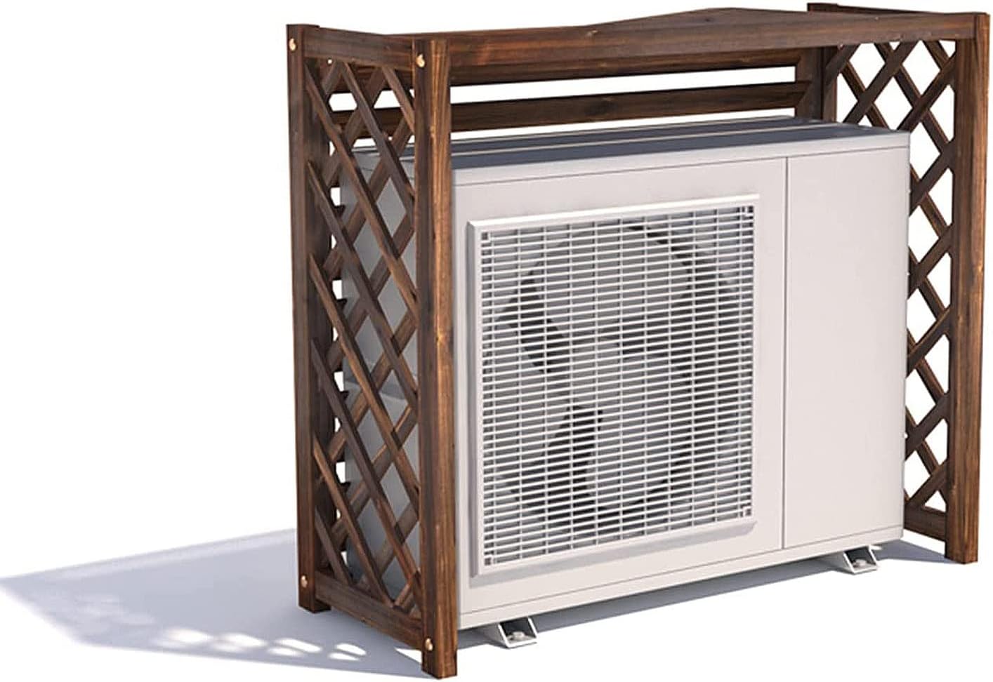 GENERIC Housse De Protection Pour Climatiseur Extérieur En Bois Massif - Clôture D'intimité Pour Fenêtre - Décoration De Jardin Pour Une Esthétique Extérieure Améliorée