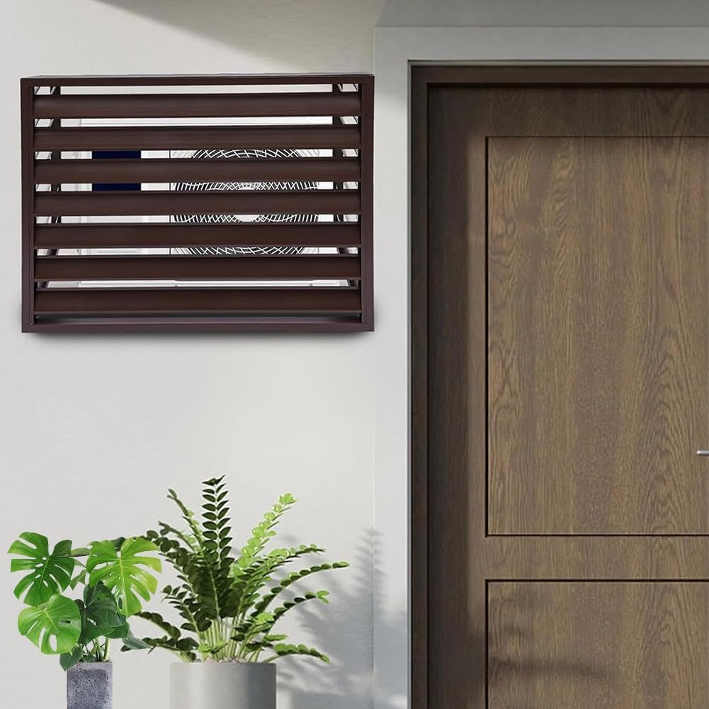  Housse De Protection En Aluminium Pour Climatiseur Extérieur, écran Décoratif Pour Climatiseur, Résistant Aux Intempéries, Gris, 110 X 60 X 80 Cm