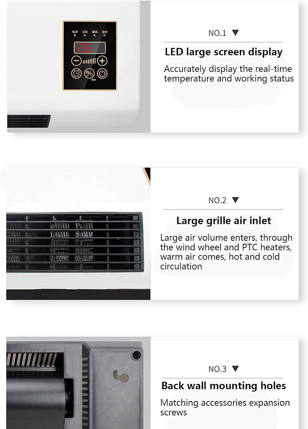 GENERIC Climatiseur Portable – Unité De Refroidissement Et De Chauffage 2000 W Pour Chambre, Maison Et Bureau