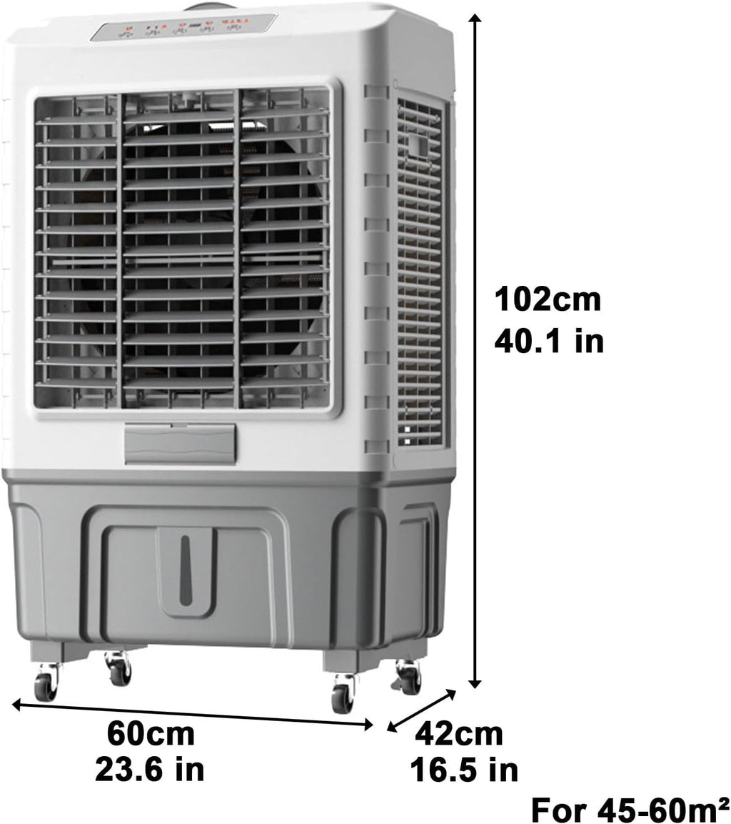  Générique Climatiseur Portable, Refroidisseur évaporatif 3 En 1 Avec Réservoir De 50 L, 6 Blocs Réfrigérants, Télécommande, Minuterie 7 H, Pour La Maison, Le Bureau Ou Le Dortoir (55 L)