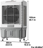  Générique Climatiseur Portable, Refroidisseur évaporatif 3 En 1 Avec Réservoir De 50 L, 6 Blocs Réfrigérants, Télécommande, Minuterie 7 H, Pour La Maison, Le Bureau Ou Le Dortoir (55 L)