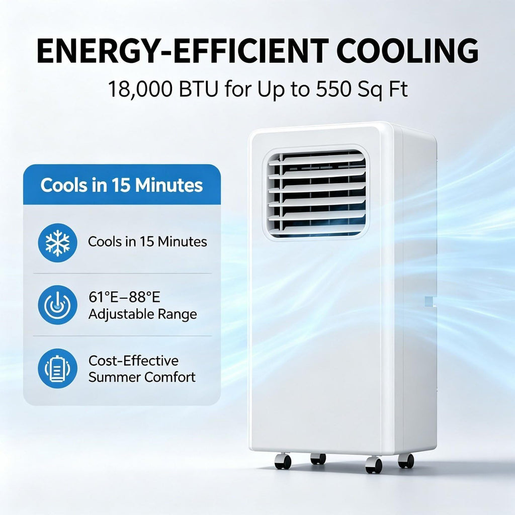 Climatiseur Portable, Réfrigération 550 Pouces Carrés 12000BTU | Climatiseur Sur Pied Ultra Silencieux ; Mode Nuit ; Climatiseur Portable Pour Chambre D'enfant Et Utilisation Nocturne