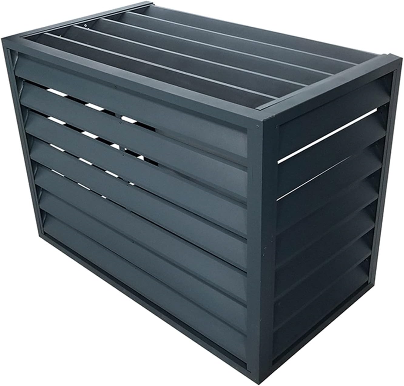 GENERIC Écran De Clôture Pour Climatiseur Extérieur - Volets En Alliage D'aluminium Et Support De Fleurs - Couvercle En Métal Anti-corrosion Pour Unité Extérieure - Support élégant Pour Plantes (noir A