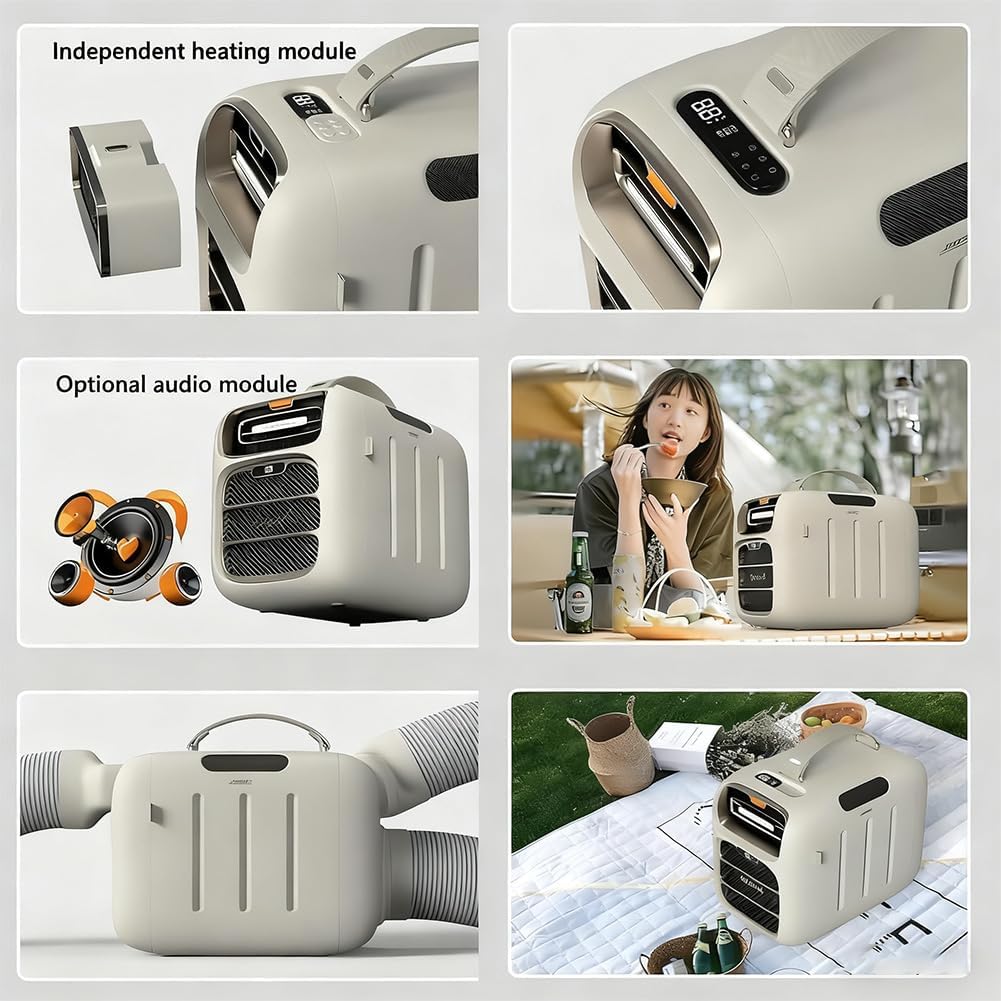GENERIC Climatiseur Portable – Refroidissement Et Chauffage Rapides, 3 Vitesses De Ventilation, Faible Consommation D'énergie, Idéal Pour Le Camping, Les Tentes Et L'utilisation En Extérieur