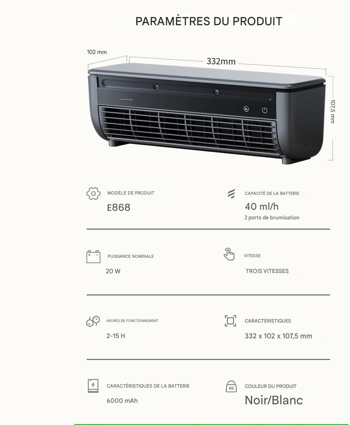  Ventilateur Rafraîchisseur D'Air | Ventilateur Portable Climatiseur | Three-Speed Charge Sans Fil Gain De Place Pour Intérieur Extérieur Maison Caravane Salle De Sport