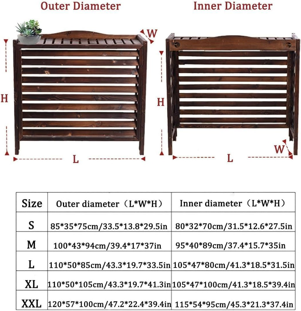 GENERIC Housse De Climatiseur En Bois Massif Et Support De Fleurs Noir Pour Climatiseur - Store élégant Pour Climatisation - Convient Aux Unités De 105 X 47 X 80 Cm - Solution De Décoration Intérieure