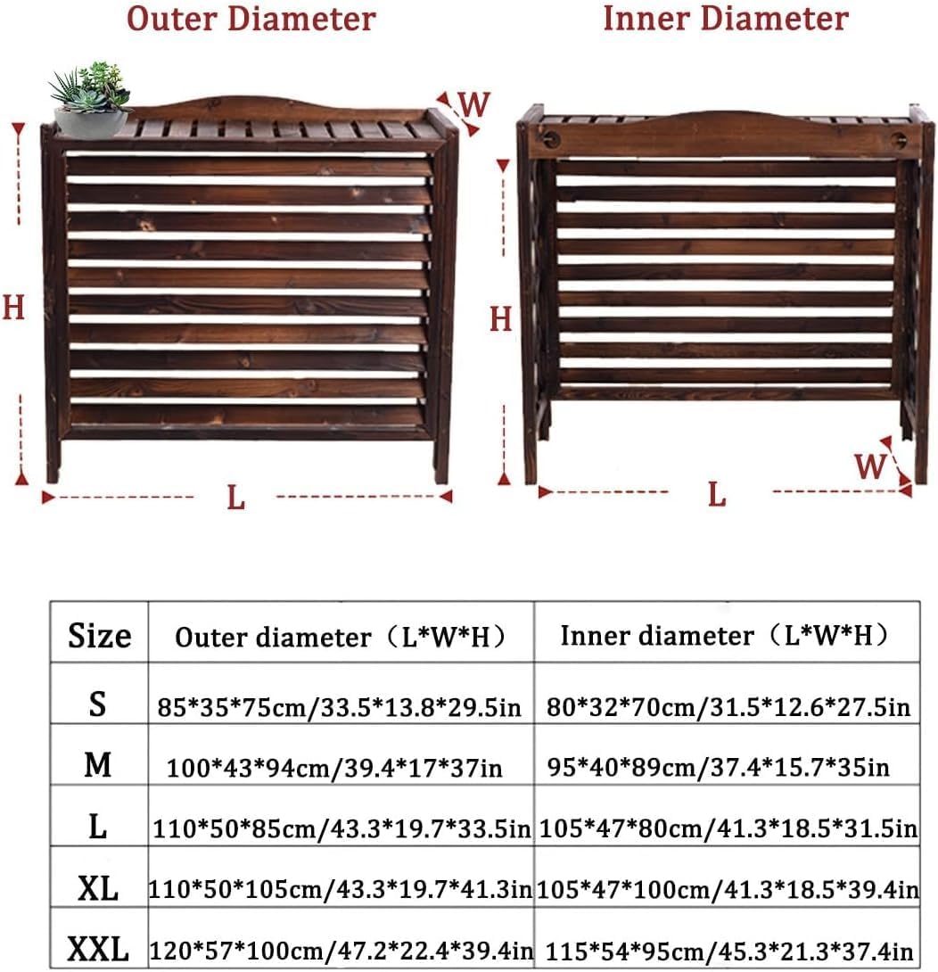 GENERIC Housse De Climatiseur En Bois Massif Et Support De Fleurs Noir Pour Climatiseur - Store élégant Pour Climatisation - Convient Aux Unités De 105 X 47 X 80 Cm - Solution De Décoration Intérieure