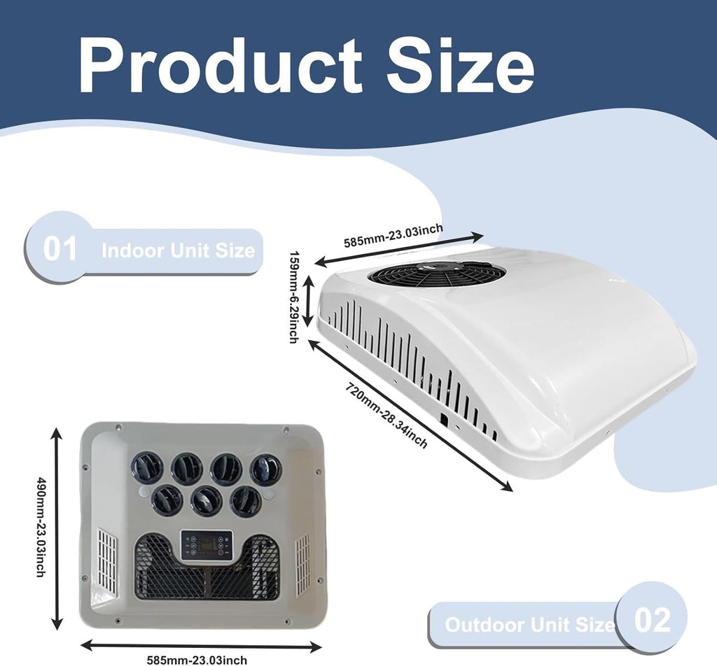 GENERIC Climatiseur 9500 BTU Pour Camping-car, Camion, Bateau, Caravane – Unité De Puissance Faible Silencieuse Avec Compresseur à Rouleau Pour Chauffage Et Refroidissement