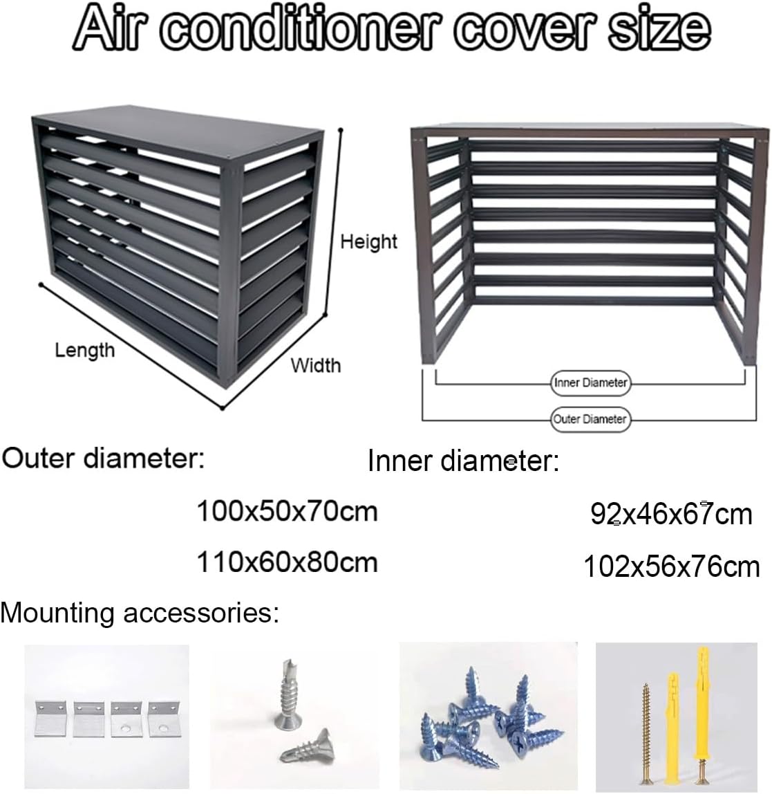  Housse De Protection Imperméable Pour Climatiseur - Clôture D'intimité Extérieure Pour Jardin Et Balcon - Housse De Protection Pour Climatiseur (110 X 80 X 60 Cm)
