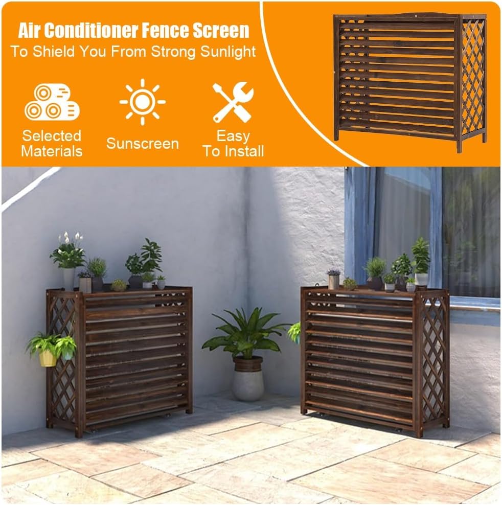  Couvercle En Bois Pour Climatiseur Extérieur - Pompe à Chaleur Et Unité De Climatisation - Support De Présentation Pour Plantes Et Fleurs - 81 X 30 X 72 Cm - Décoration D'intérieur élégante Et