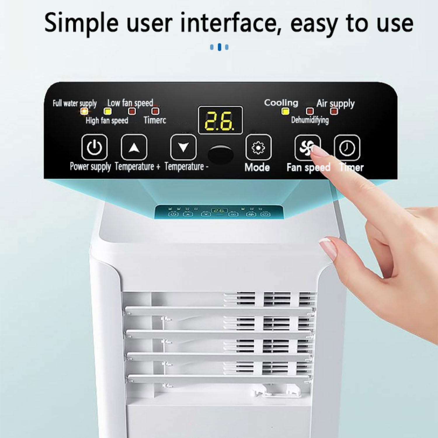  Climatiseur Portable, Unité Intelligente AC Silencieuse Avec Le Mode De Sommeil Cool Dehumidify, Télécommande, Minuterie 24H, Oscillant 120 °, Ventilateur De Refroidissement Pour Chambre à Coucher