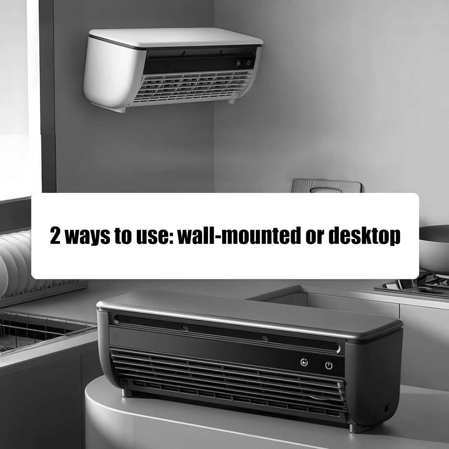  Climatiseur Mu-ral Sans Évacuation, Climatiseur Sans Conduit, Ventilateur Mu-ral Silencieux, Climatiseurs Muraux Portables Avec Télécommande, 3 Vitesses