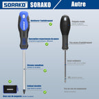  SORAKO Coffret Tournevis 11 Pièces, Avec Démagnétisation 2 En 1, Sac En Nylon Haute Densité, Pointe Magnétique, Poignée Antidérapante Professionnelle, Avec 5 Embouts Plats, 5 Cruciformes