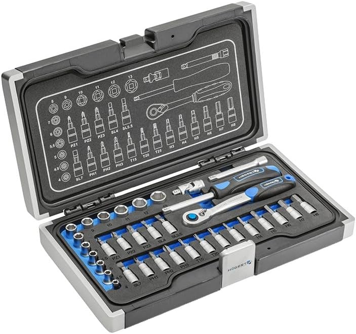  Högert Technik - Trousse à Outils, Coffret D'Outils 3/8" - HT1R465, 36 Pièces
