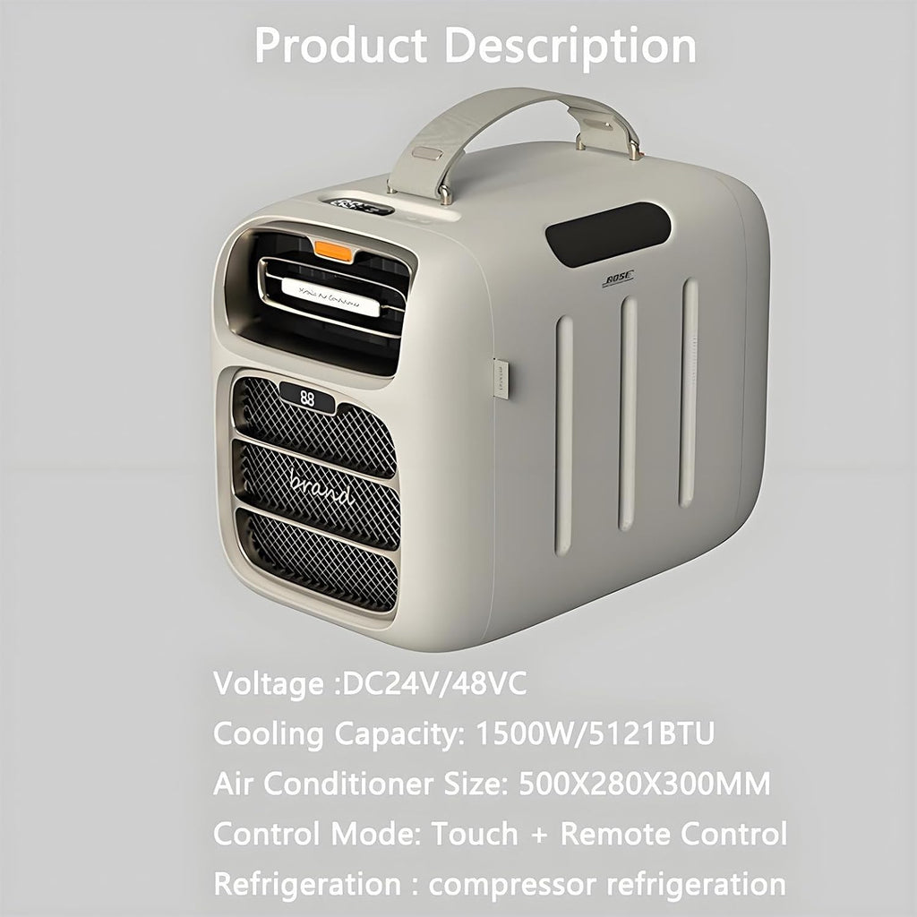  Climatiseur Portable, Refroidissement Rapide 5121 BTU, AC/DC 24 V, 3 Vitesses De Ventilation, Minuterie De Déshumidification Pour Camping-Car, Tente Et Usage Extérieur