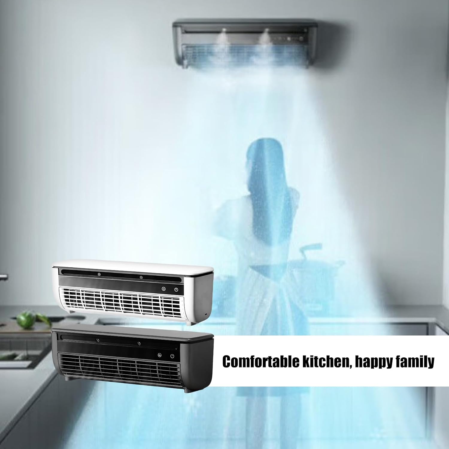  Climatiseur Mu-ral Sans Évacuation, Climatiseur Sans Conduit, Ventilateur Mu-ral Silencieux, Climatiseurs Muraux Portables Avec Télécommande, 3 Vitesses