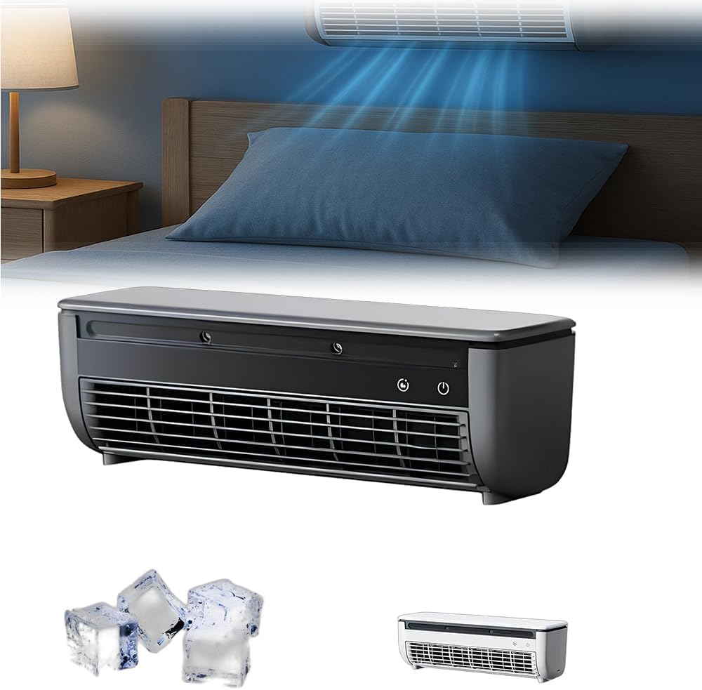  Climatiseur Mural à Chargement Sans Fil, Unité De Climatisation Murale Portable Pour Cuisine, Chambre à Coucher, Ventilateur De Refroidissement Sans Perçage, Refroidissement Instantané Pour (Blanc)