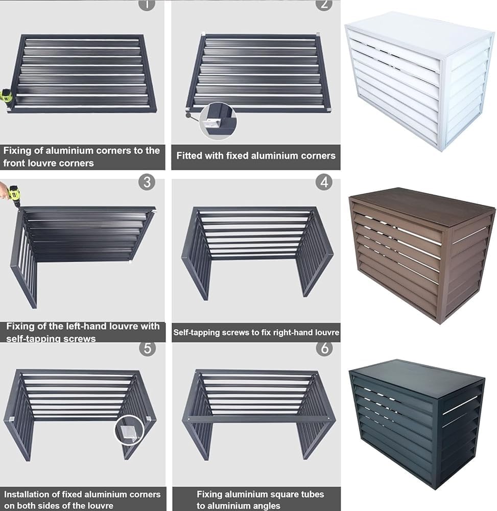 GENERIC Housse Pour Climatiseur Extérieur – Pare-soleil Résistant Aux Intempéries Pour Unités Divisées – Grille De Protection Et Clôture AC – Dimensions : 100 X 50 X 70 Cm – Protection Blanche Pour Toutes Les