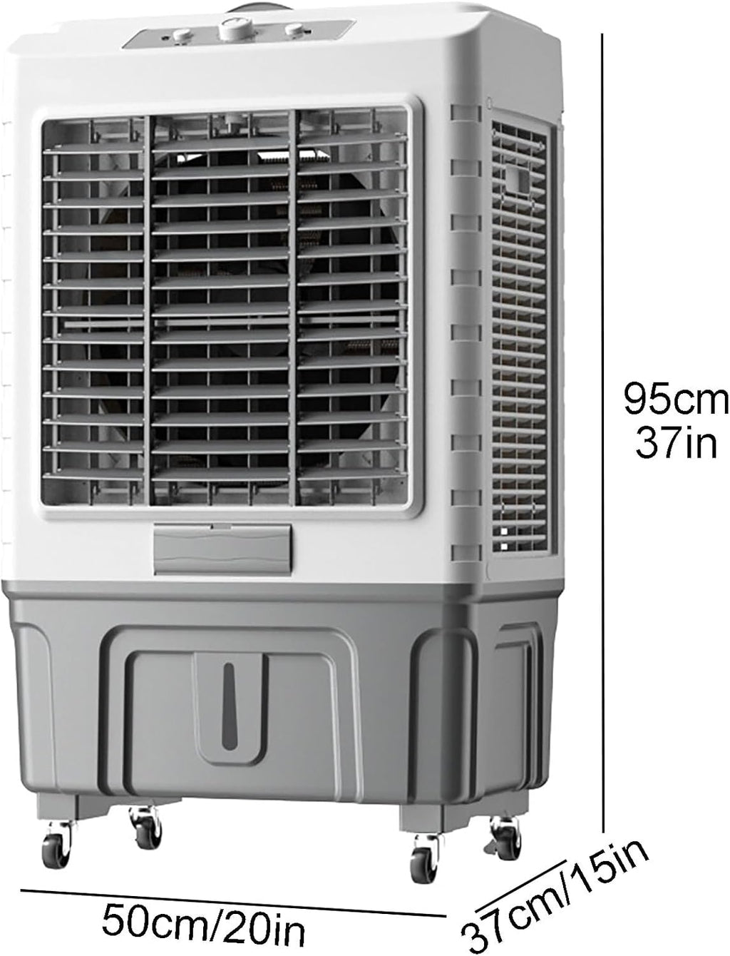 GENERIC Ventilateur De Refroidisseur évaporatif Portable, Climatiseur De Marais à 3 Vitesses Avec 120 Tête Oscillantes, Réservoir D'eau 55L Et Cristaux De Glace, Moteur Puissant Pour Le Refroidissement Effica