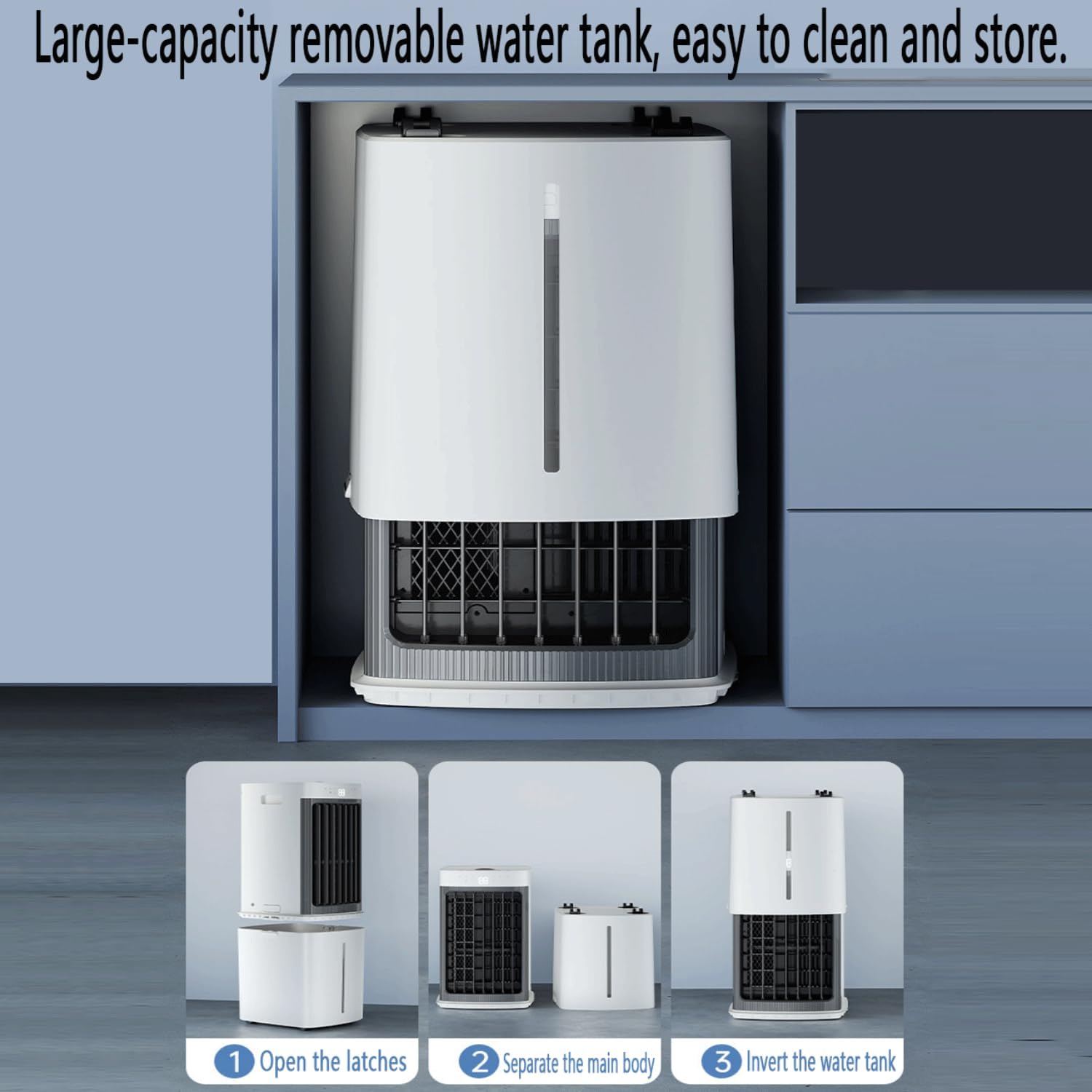  Refroidisseur à Évaporation Climatiseur Mobile Portable Avec Réservoir 12L 3 Vitesses Oscillation120º Roulettes Multidirectionnelles Ventilateur Refroidisseur D'air Pour Appartement & Atelier