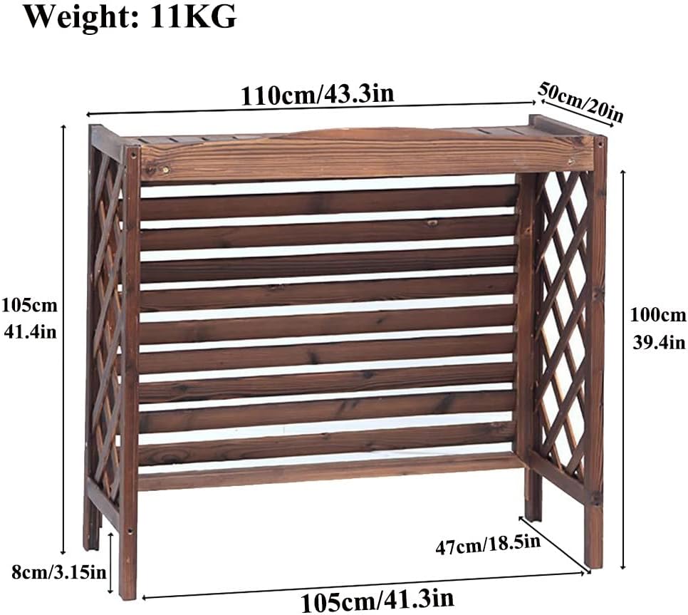 GENERIC Housse Et Support De Climatiseur D'extérieur En Bois Résistant Aux Intempéries – Protection élégante Et Unité AC, 100 X 43 X 94 Cm Et 110 X 50 X 85 Cm, Support De Fleurs Idéal Pour Toutes Les Saisons