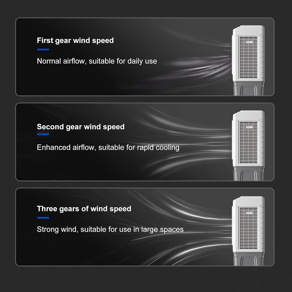 GENERIC Refroidisseur D'air Portable Avec Réservoir De 55L, Ventilateur D'évaporation à 3 Vitesses, Vent Oscillant Pour Les Dortoirs De Bureau De La Pièce, Roues De Mouvement Facile, Fonctionnement Silencieux