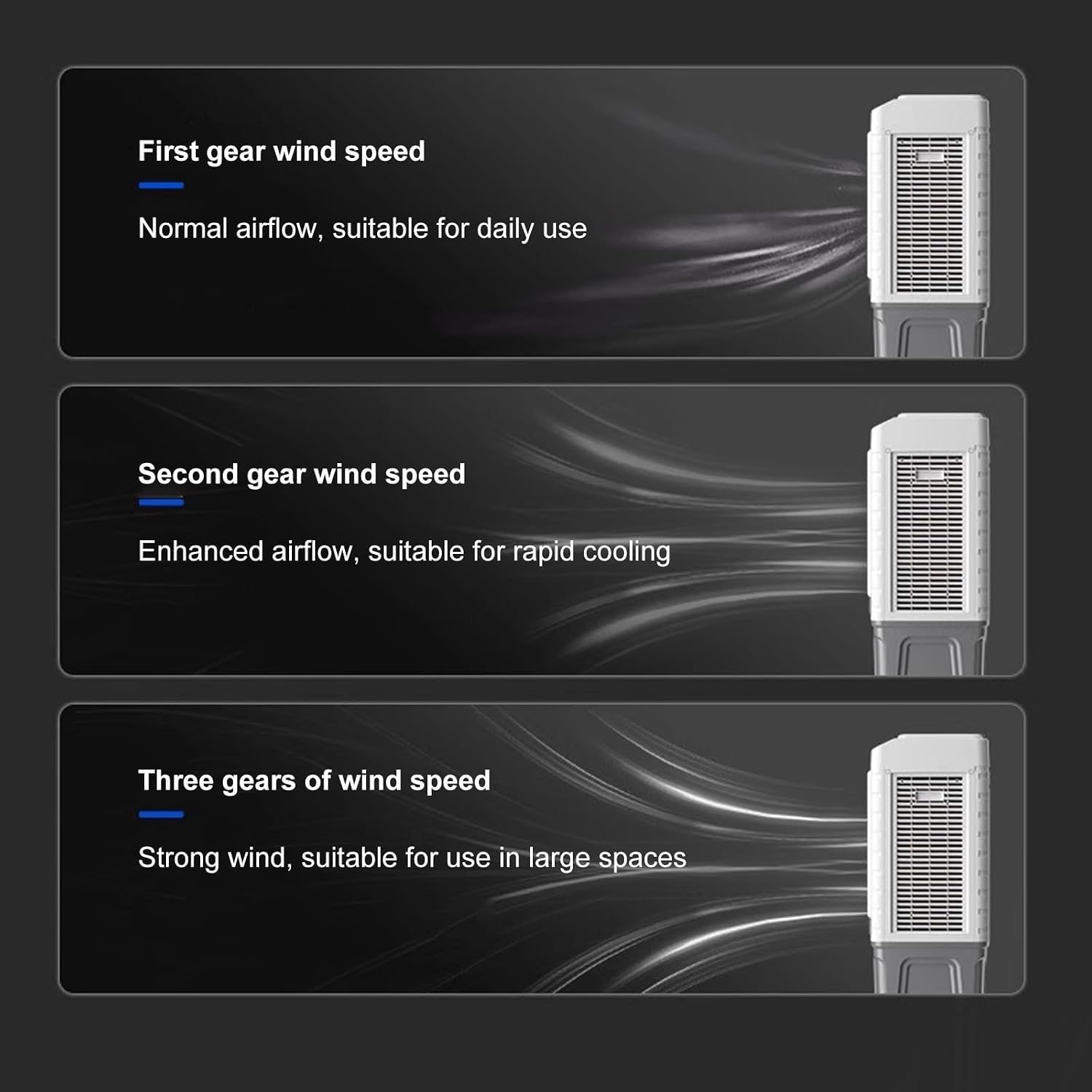 GENERIC Refroidisseur D'air Portable Avec Réservoir De 55L, Ventilateur D'évaporation à 3 Vitesses, Vent Oscillant Pour Les Dortoirs De Bureau De La Pièce, Roues De Mouvement Facile, Fonctionnement Silencieux