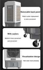  Générique Climatiseur Portable, Refroidisseur évaporatif 3 En 1 Avec Réservoir De 50 L, 6 Blocs Réfrigérants, Télécommande, Minuterie 7 H, Pour La Maison, Le Bureau Ou Le Dortoir (55 L)