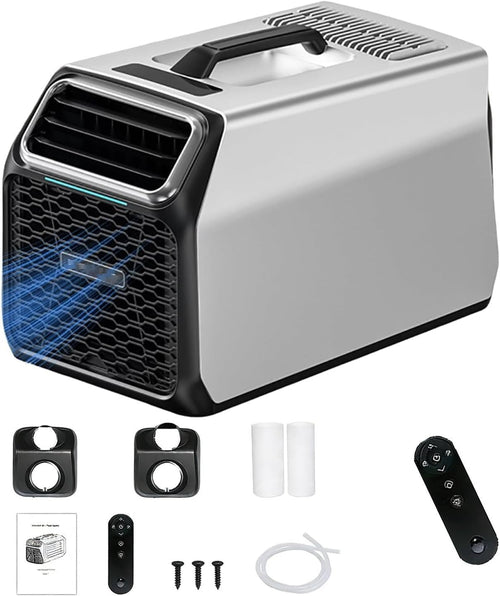  Climatisation à Courant Continu Portable 5000 BTU Avec Compresseur Pour Tente Camion De Camping-car, Auto-évaporation Au Calme Fonctionnement Timer Sleep Mode Dispositif De Refroidissement Pour Petits