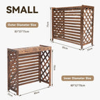  Marron Bois Massif Cache Climatiseur Exterieur Pour Unité Extérieure, Rétro Marron Climatisation Cadre Décoratif Pour Climatiseur Support Pour Plantes Et Fleurs(Small-85x35x75cm)