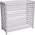 GENERIC Housses De Climatiseur Décoratives En Bois Avec Couvercle Supérieur, Support De Plantes Blanches Pour Une Décoration Extérieure Améliorée