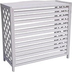GENERIC Housses De Climatiseur Décoratives En Bois Avec Couvercle Supérieur, Support De Plantes Blanches Pour Une Décoration Extérieure Améliorée