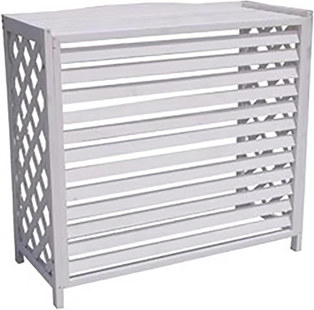 GENERIC Housses De Climatiseur Décoratives En Bois Avec Couvercle Supérieur, Support De Plantes Blanches Pour Une Décoration Extérieure Améliorée