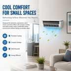  Climatiseur Mural à Chargement Sans Fil, Unité De Climatisation Murale Portable Pour Cuisine, Chambre à Coucher, Ventilateur De Refroidissement Sans Perçage, Refroidissement Instantané Pour (Blanc)