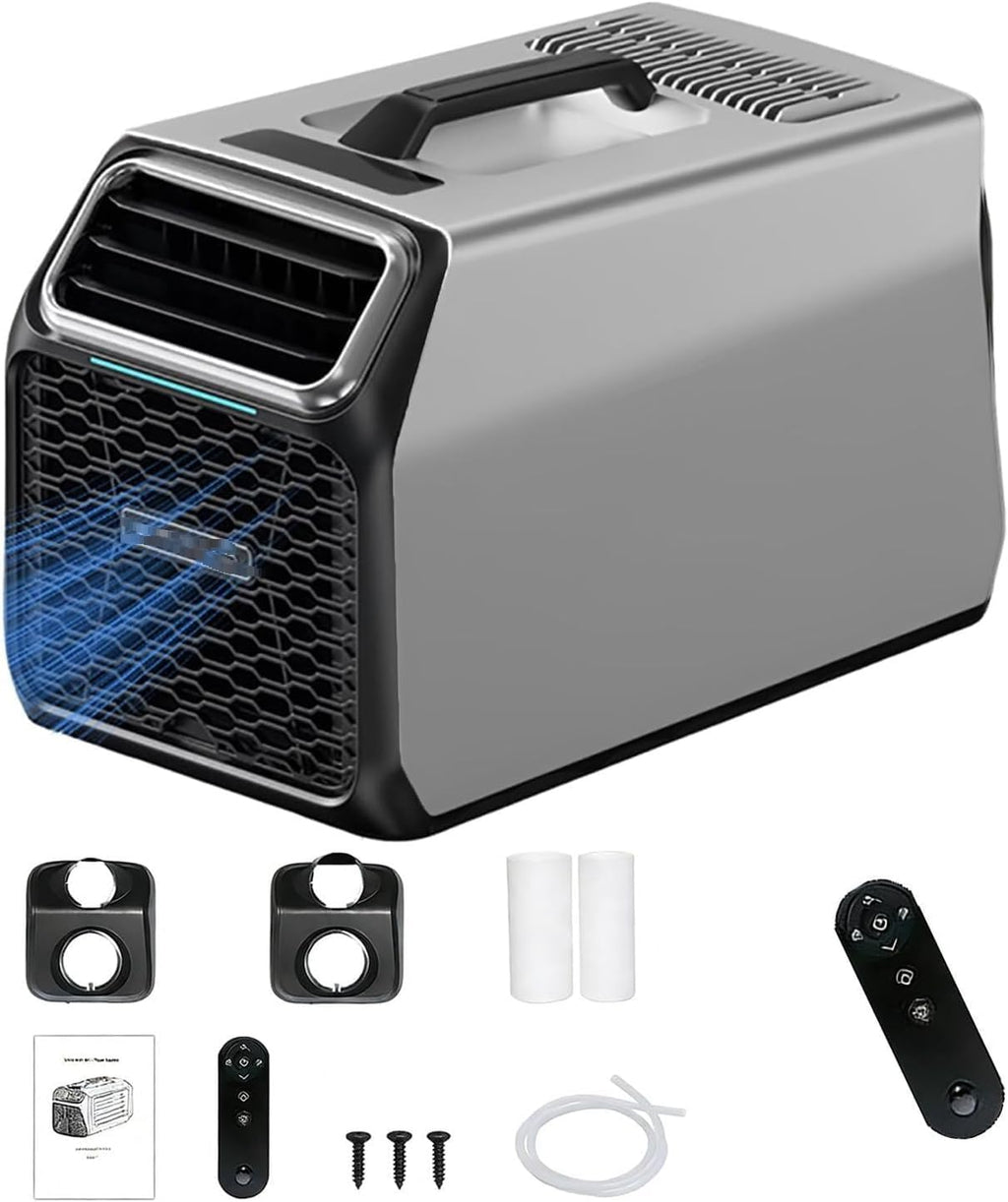  Climatisation à Courant Continu Portable 5000 BTU Avec Compresseur Pour Tente Camion De Camping-car, Auto-évaporation Au Calme Fonctionnement Timer Sleep Mode Dispositif De Refroidissement Pour Petits