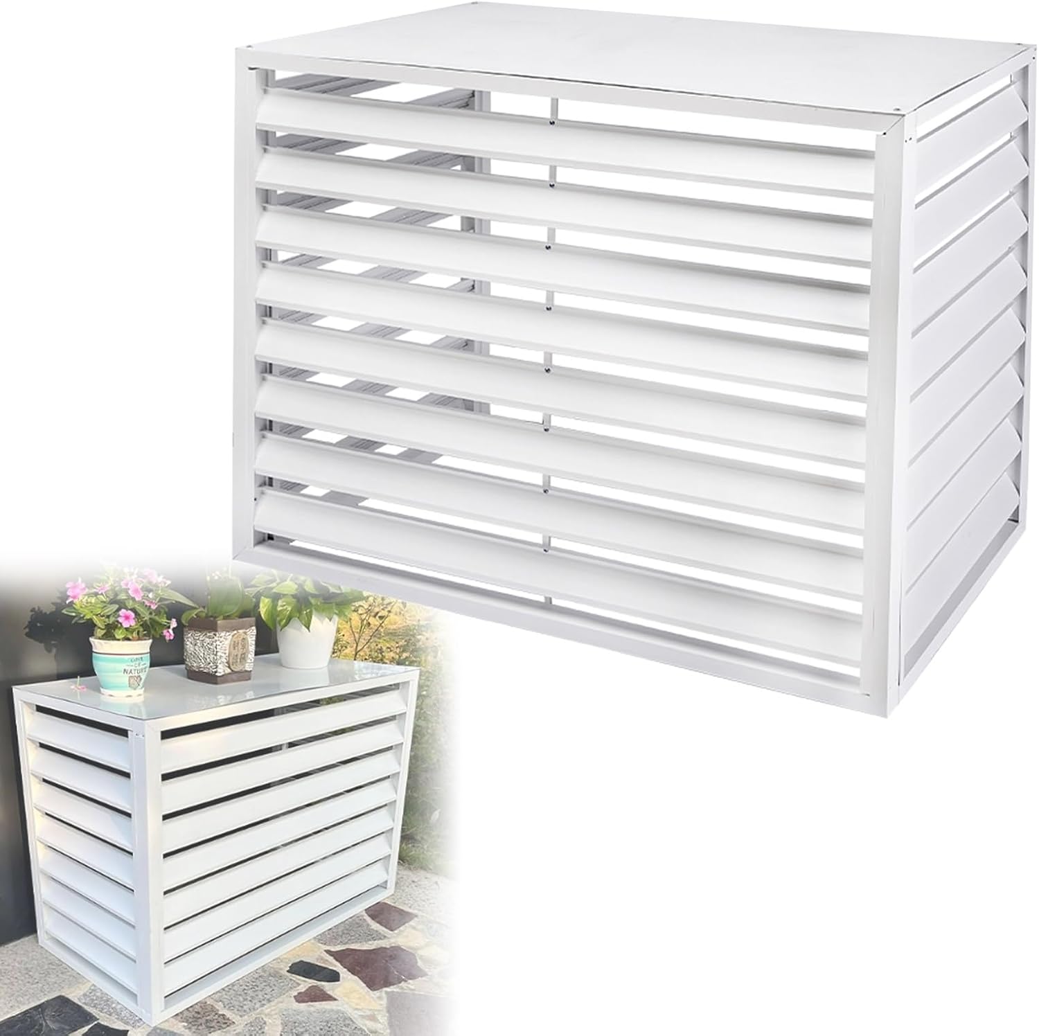 GENERIC Housse De Climatiseur En Aluminium Et Bouclier De Pompe à Chaleur, Stores D'unité Extérieure, Protection AC Divisée, Clôture D'intimité Pour L'extérieur (couleur : Blanc, Taille : Personnalisé)