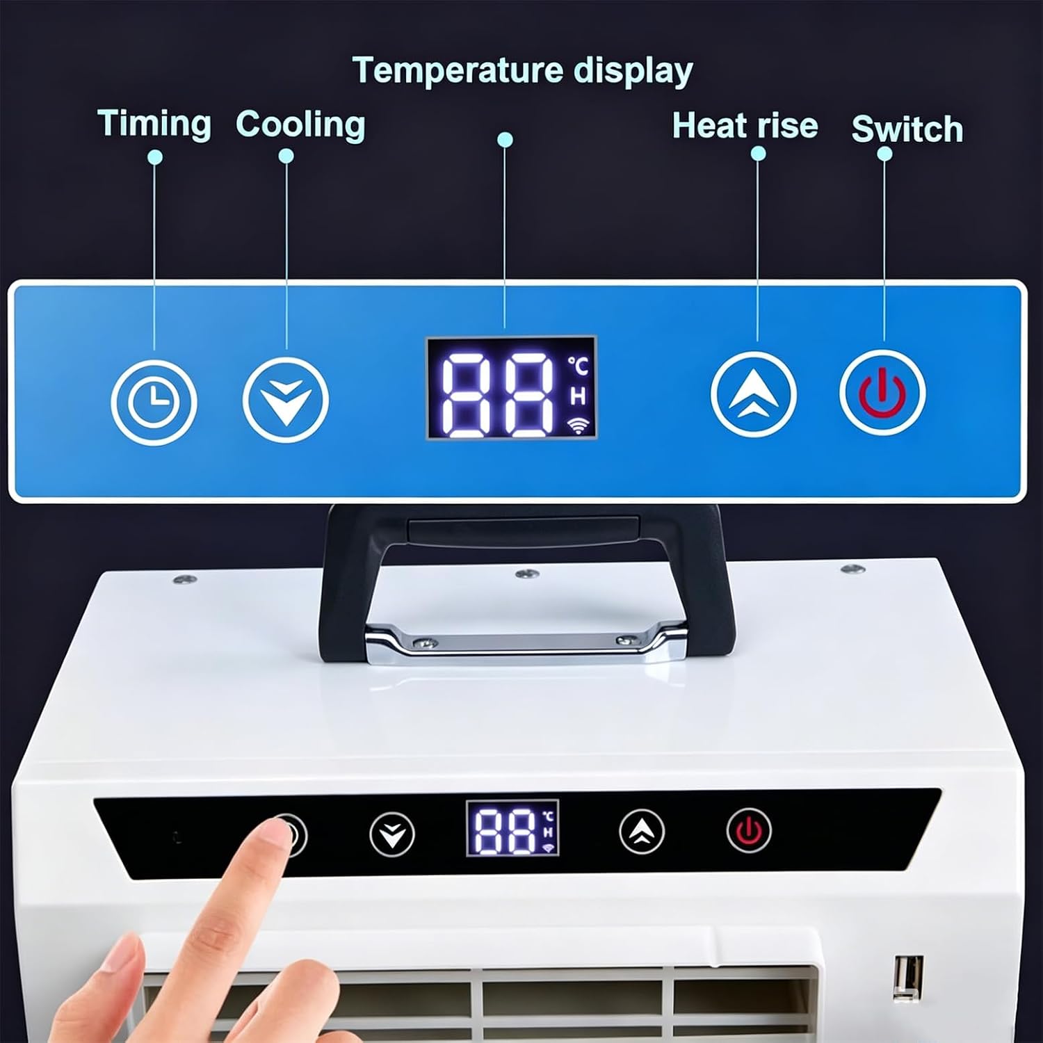  Climatiseur Split Portable Avec Wi-FI Et Télécommande, Rafraîchisseur D'air 13000BTU, Minuterie 24 H, Poignée Supérieure, Pour Tentes, Camping-Cars, Maisons, Bureaux Et Camping