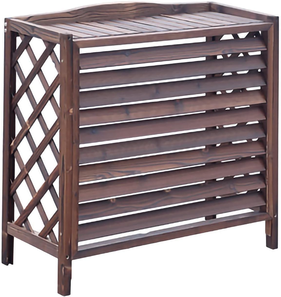  Housse Climatiseur Extérieur Couverture,Couvercle De Climatiseur En Bois Cadre De Support De Climatisation Extérieur Couvercle De Radiateur, Couvercle De Climatiseur Rustique Support De Plante En