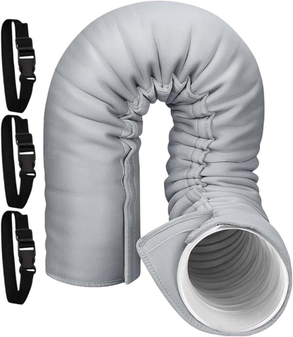 150cm Housse Portable Pour Tuyau De Climatisation Avec 3Sangles,Pour5/5.9in | Fibre De Polyester, Gris, Noir, Avec 3 Sangles à Boucle élastique, Lavable,protège Contre Les Dommages Extérieurs Para Maison