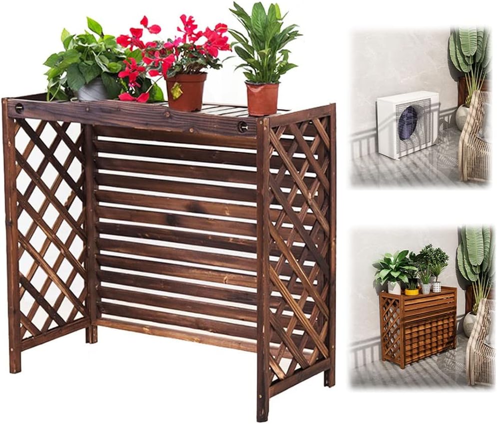 GENERIC Housse Imperméable En Bois Massif Pour Climatiseur Et Clôture D'intimité – Support De Fleurs D'extérieur En Bois 100 X 43 X 94 Cm Résistant Aux Intempéries – Décoration De Jardin