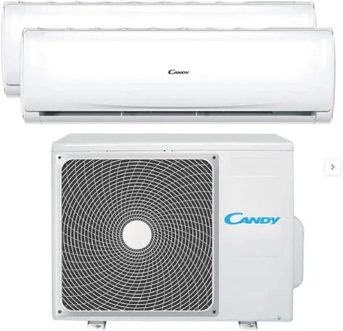  Candy Climatiseur Double Split 9000 + 1200 Btu, Avec Pompe à Chaleur A++/A+, Wi-Fi, Blanc