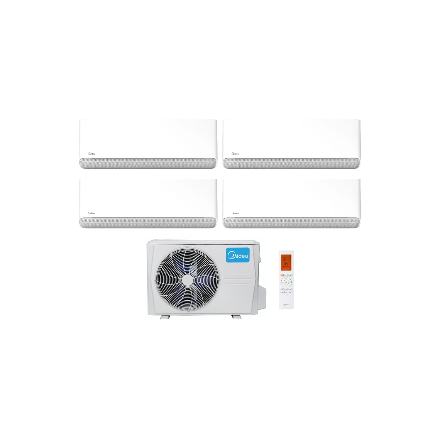  Ensemble Climatiseur Reversible Quari-split 2,6kw + 2,6kw + 2,6 Kw + 2,6kw Mural Connecté Breezeless E - Midea