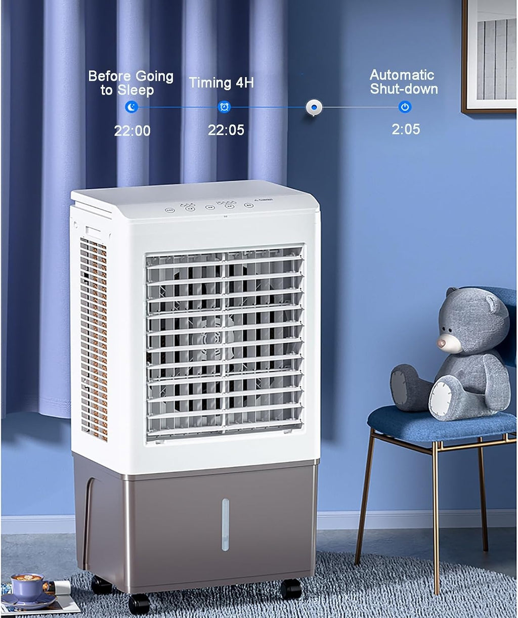 GENERIC Refroidisseur D'air évaporatif Portable, Réservoir De 50L Avec Télécommande, 3 Vitesses Et Minuterie, Ventilateur D'humidificateur Pour Garage Yard Office, Refroidissement Efficace à Faible Puissance