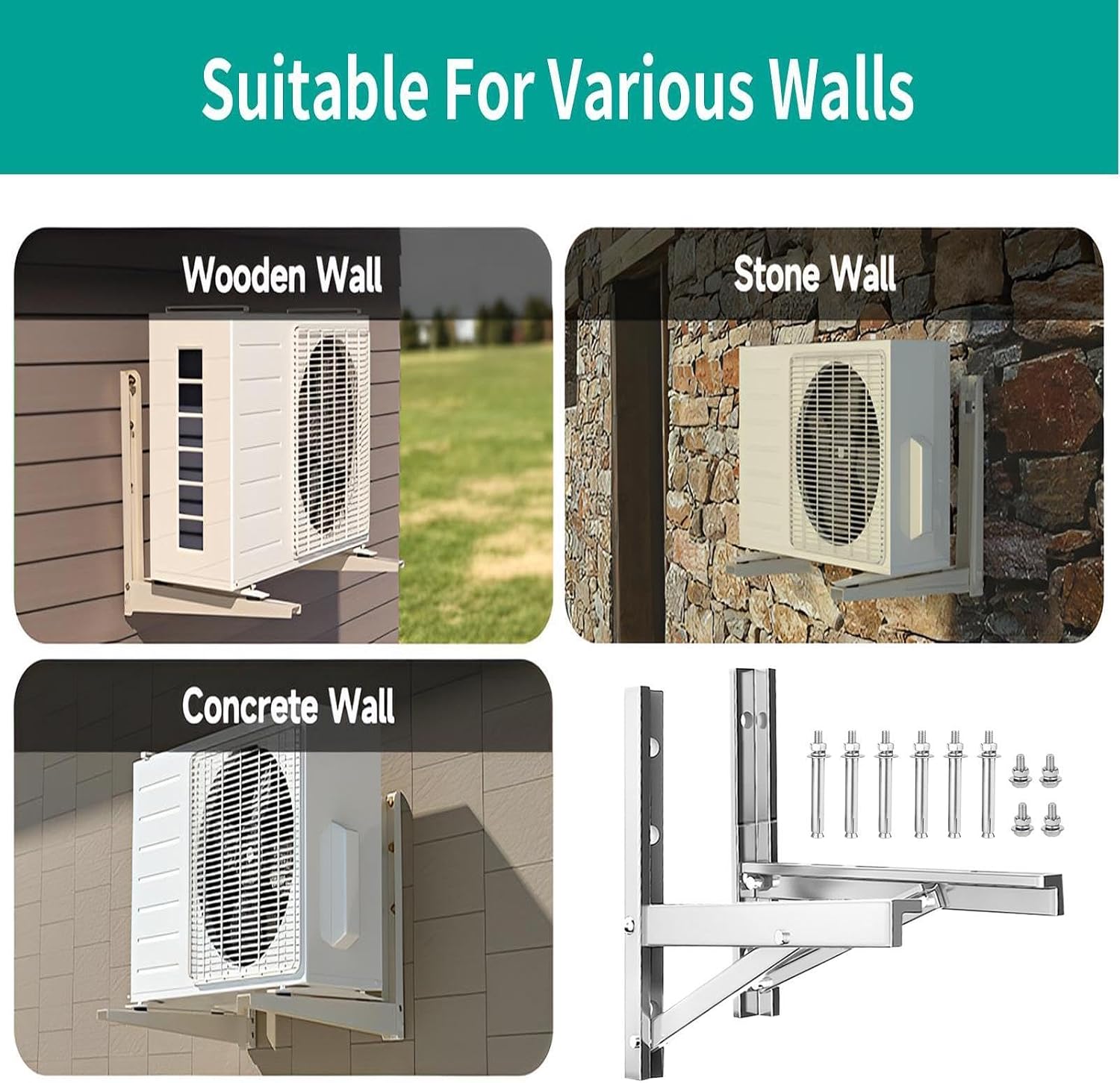  Support Mural Pliable Pour Climatiseur Mini Split - 2 Pièces Raccords Mural Pliables - Support De Climatiseur Extérieur | Pour Pompe à Chaleur Système Compresseur Extérieur